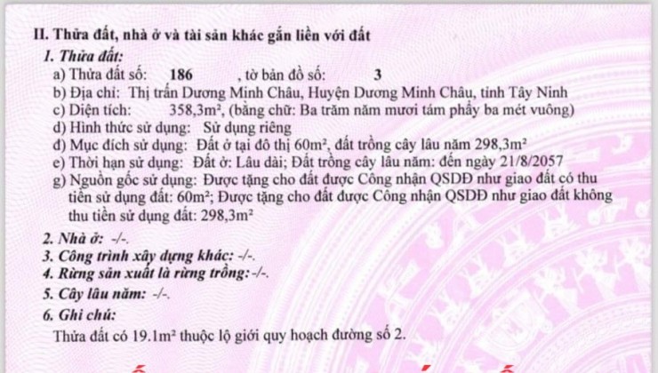 ĐẤT ĐẸP – GIÁ TỐT- CẦN BÁN GẤP LÔ ĐẤT TẠI  Khu phố 3. Thị trấn Dương Minh châu. Tây Ninh